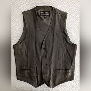 Leather Cowboy Style Vest Dark Brown Large